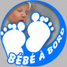 petons bébé à bord garçon - 10cm - Autocollant(sticker)