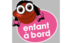 enfant à bord fille afro - 15x13,5cm - Autocollant(sticker)