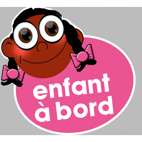 enfant à bord fille afro - 15x13,5cm - Autocollant(sticker)