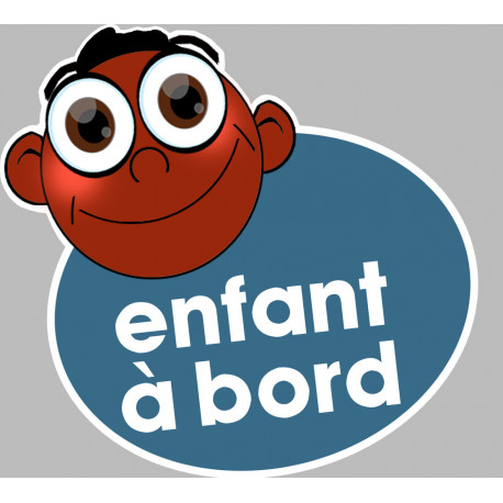 enfant à bord gars afro - 15x13,5cm - Autocollant(sticker)