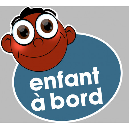 enfant à bord gars afro - 15x13,5cm - Autocollant(sticker)