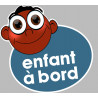 enfant à bord gars afro - 10x9cm - Autocollant(sticker)