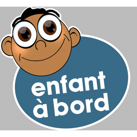 enfant à bord gars méditerranéen - 15x13,5cm - Autocollant(sticker)