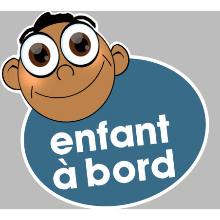 enfant à bord gars méditerranéen - 10x9cm - Sticker/autocollant