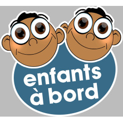 enfants à bord garçons méditerranéens - 15x13,5cm - Sticker/autoco