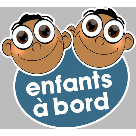 enfants à bord garçons méditerranéens - 15x13,5cm - Sticker/autoco