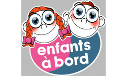 enfants à bord fille et garçon - 15x13,5cm - Autocollant(sticker)