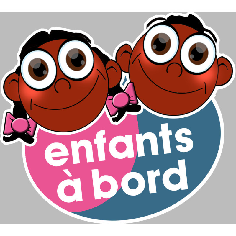 enfants à bord fille et garçon afros - 15x13,5cm - Sticker/autocolla