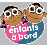 enfants à bord fille et garçon méditerranéens - 10x9cm - Sticker/a