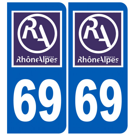 numéro immatriculation 69 région - Autocollant(sticker)