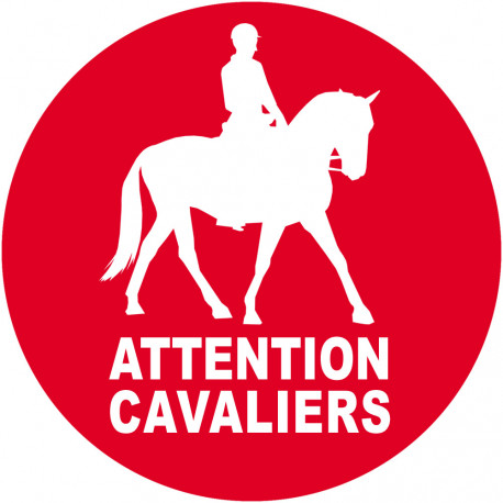 Attention Cavaliers - 5cm - Autocollant(sticker)