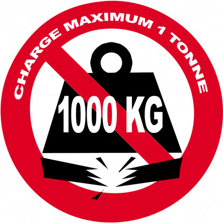 Charge maximale 1 tonne - 5cm - Autocollant(sticker)