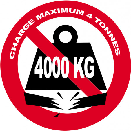 Charge maximale 4 tonnes - 5cm - Autocollant(sticker)