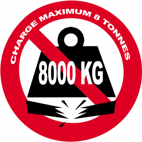 Charge maximale 8 tonnes - 10cm - Autocollant(sticker)
