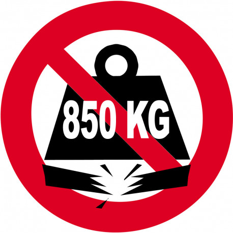 Charge maximale 850 kilos - 5cm - Autocollant(sticker)