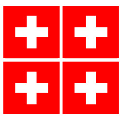 Drapeau Suisse (4 fois 6,3x6,3cm) - Sticker/autocollant