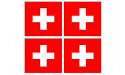 Drapeau officiel Suisse (4 fois 6,3x6,3cm) - Autocollant(sticker)
