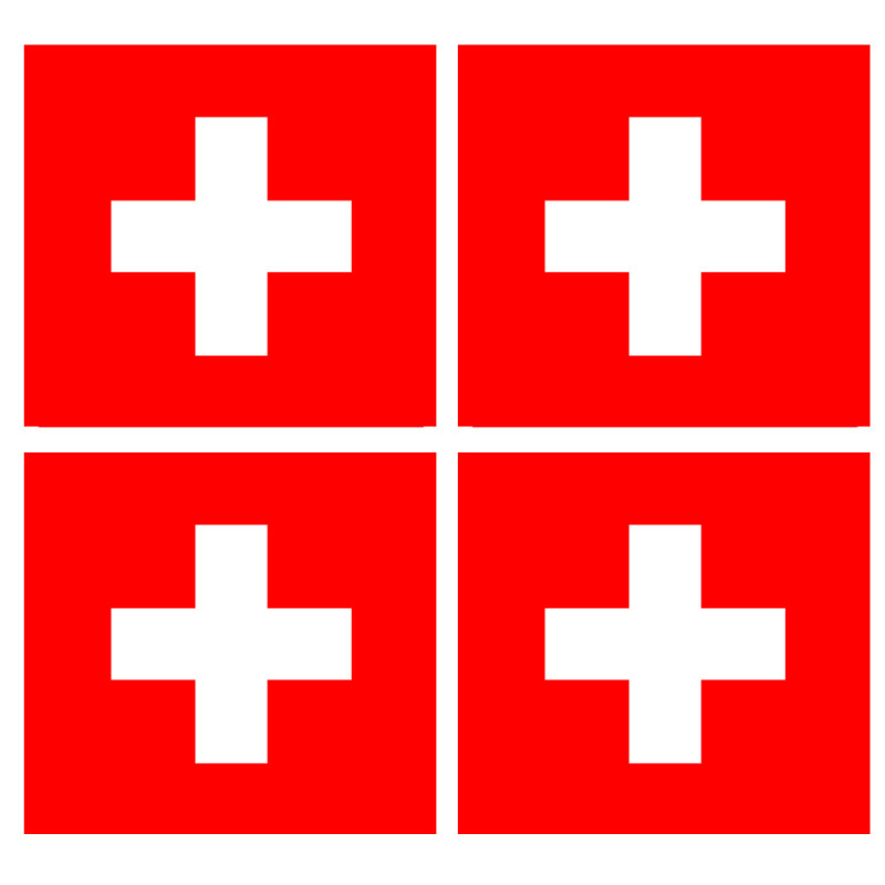 Drapeau Suisse (4 fois 6,3x6,3cm) - Sticker/autocollant
