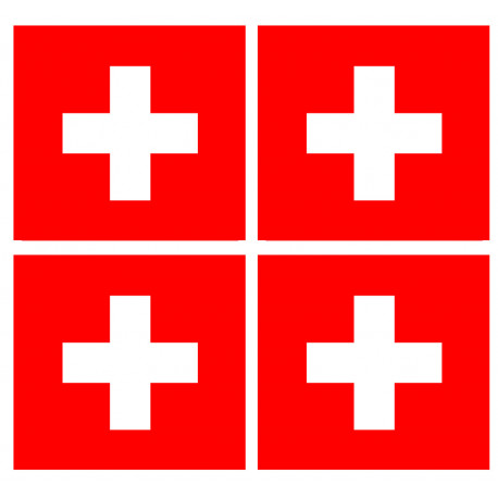 Drapeau officiel Suisse (4 fois 6,3x6,3cm) - Autocollant(sticker)