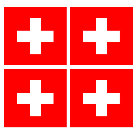 Drapeau Suisse (4 fois 6,3x6,3cm) - Sticker/autocollant