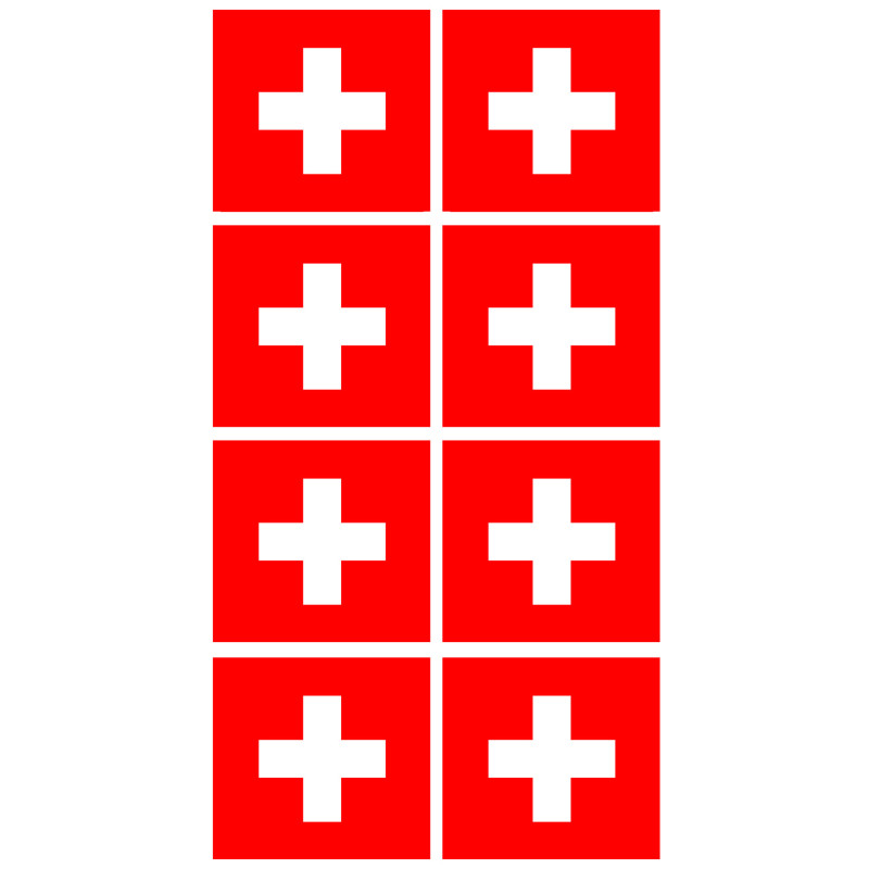 Drapeau Suisse - 8fois de 6,3x6,3cm - Sticker/autocollant