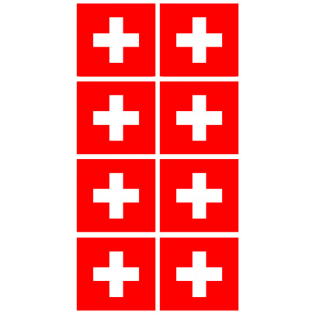 drapeau officiel Suisse : 8 stickers de 6,3x6,3cm - Autocollant(sticker)