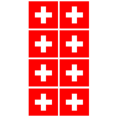 Drapeau Suisse - 8fois de 6,3x6,3cm - Sticker/autocollant