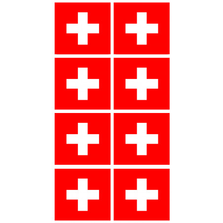 drapeau officiel Suisse : 8 stickers de 6,3x6,3cm - Autocollant(sticker)
