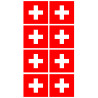 Drapeau Suisse - 8fois de 6,3x6,3cm - Sticker/autocollant