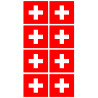 drapeau officiel Suisse : 8 stickers de 6,3x6,3cm - Autocollant(sticker)