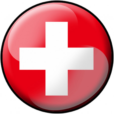 drapeau Suisse rond - 10cm - Autocollant(sticker)