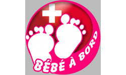 bébé à bord suisse fille - 10cm - Autocollant(sticker)