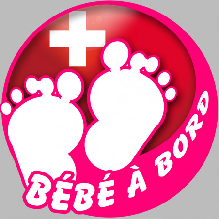 bébé à bord suisse fille - 15cm - Autocollant(sticker)