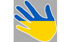 drapeau Ukraine main : 5x5cm - Autocollant(sticker)