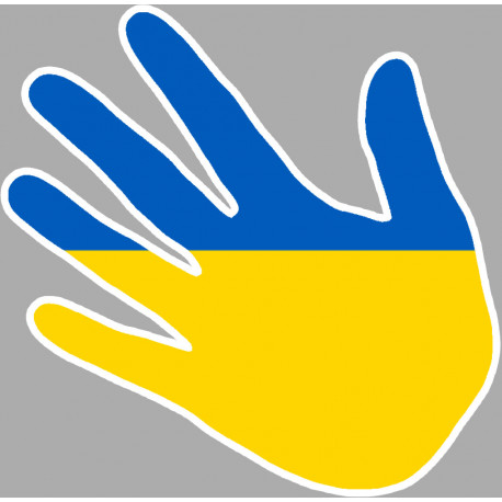 drapeau Ukraine main : 5x5cm - Autocollant(sticker)