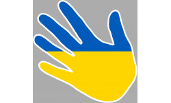 drapeau Ukraine main : 10x10cm - Autocollant(sticker)