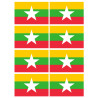 Drapeau Birmanie - 8 stickers 9,5x6,3cm - Sticker/autocollant