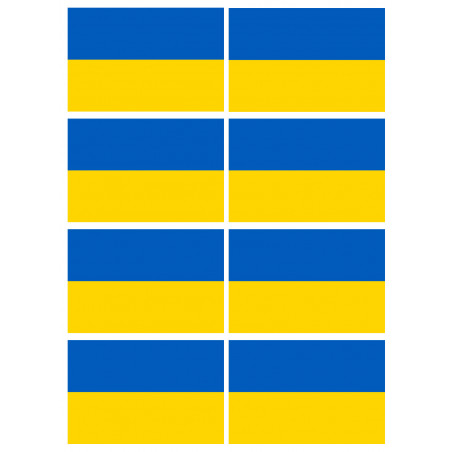 Drapeau Ukraine - 8 stickers - 9.5 x 6.3 cm - Autocollant(sticker)