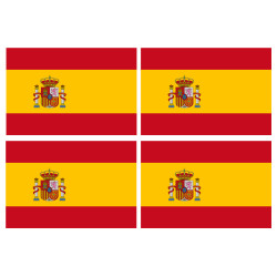 Drapeau Espagne - 4 stickers - 9.5 x 6.3 cm - Sticker/autocollant