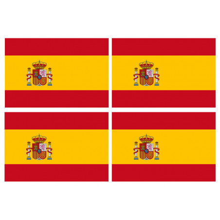 Drapeau Espagne - 4 stickers - 9.5 x 6.3 cm - Autocollant(sticker)