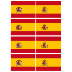 Drapeau Espagne - 8 stickers - 9.5 x 6.3 cm - Sticker/autocollant
