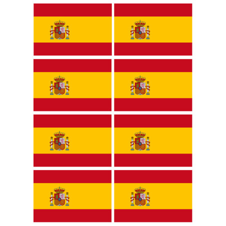 Drapeau Espagne - 8 stickers - 9.5 x 6.3 cm - Sticker/autocollant