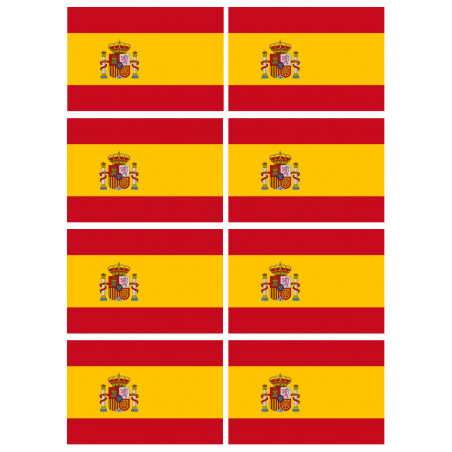 Drapeau Espagne - 8 stickers - 9.5 x 6.3 cm - Autocollant(sticker)