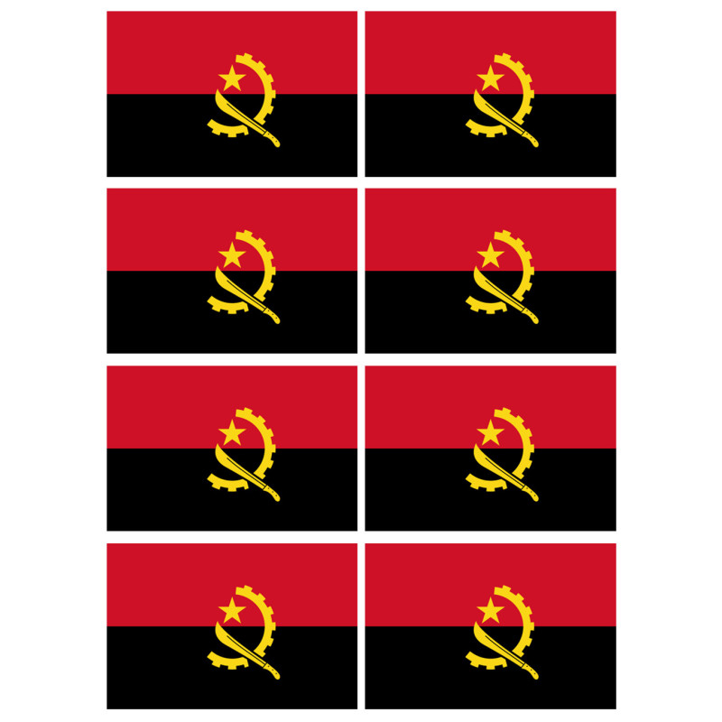 Drapeau Angola - 8 stickers - 9.5 x 6.3 cm - Sticker/autocollant