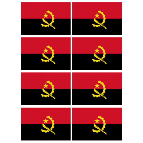 Drapeau Angola - 8 stickers - 9.5 x 6.3 cm - Autocollant(sticker)