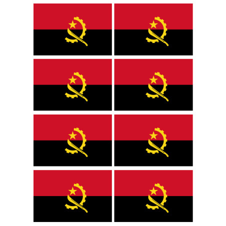 Drapeau Angola - 8 stickers - 9.5 x 6.3 cm - Sticker/autocollant