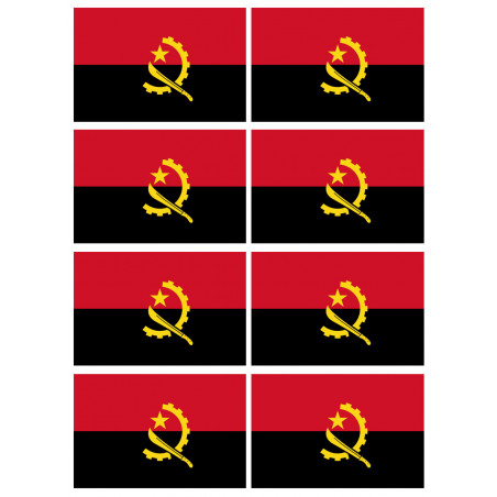 Drapeau Angola - 8 stickers - 9.5 x 6.3 cm - Autocollant(sticker)