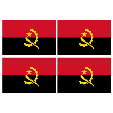 Drapeau Angola - 4 stickers - 9.5 x 6.3 cm - Autocollant(sticker)