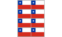 Drapeau CHILI - 8 stickers - 9.5 x 6.3 cm - Autocollant(sticker)