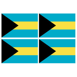 Drapeau Bahamas - 4 stickers - 9.5 x 6.3 cm - Sticker/autocollant